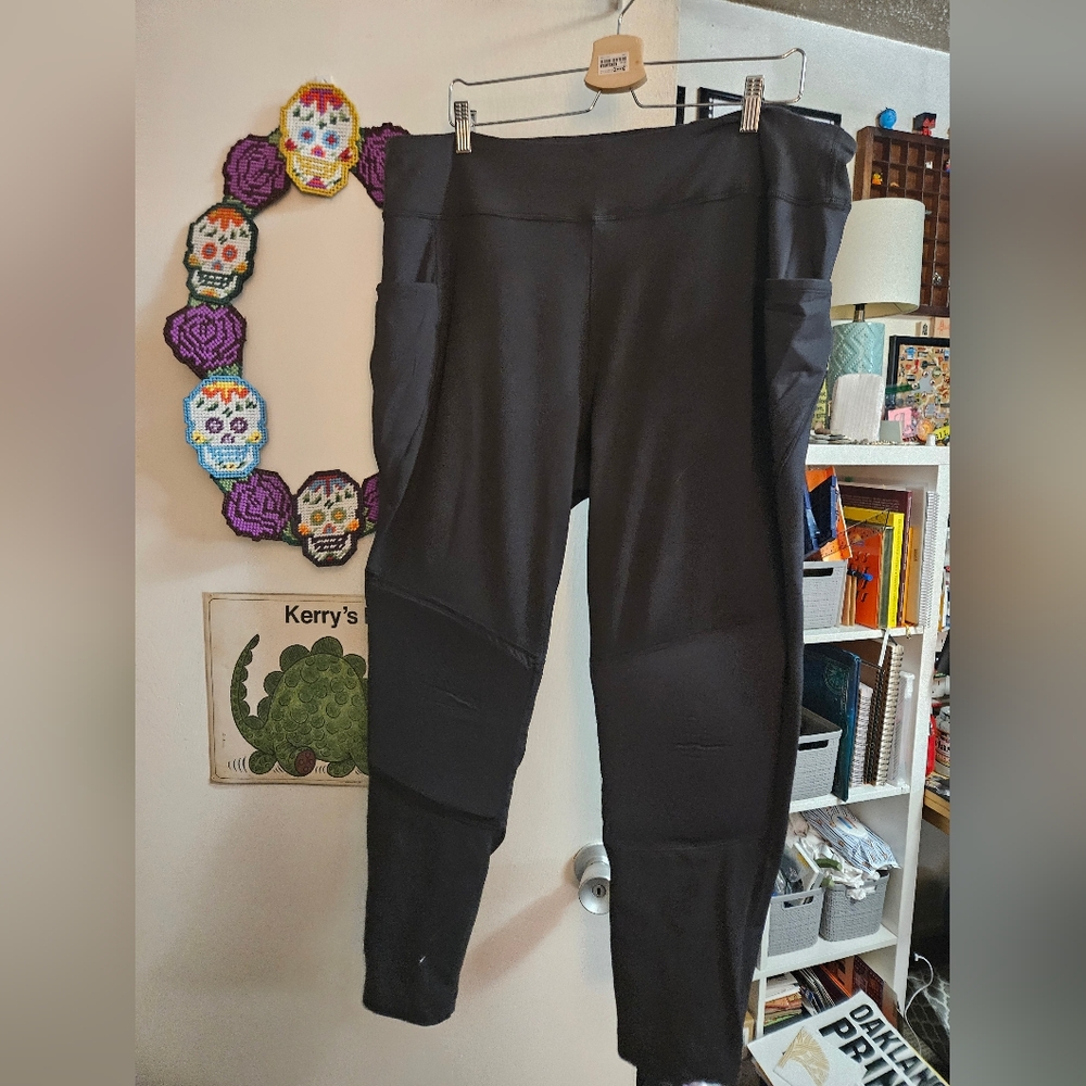 Duluth Trading NoGA stretch black knee pad leggings yoga pants 2XL